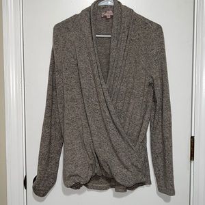 Gray Faux Wrap Sweater